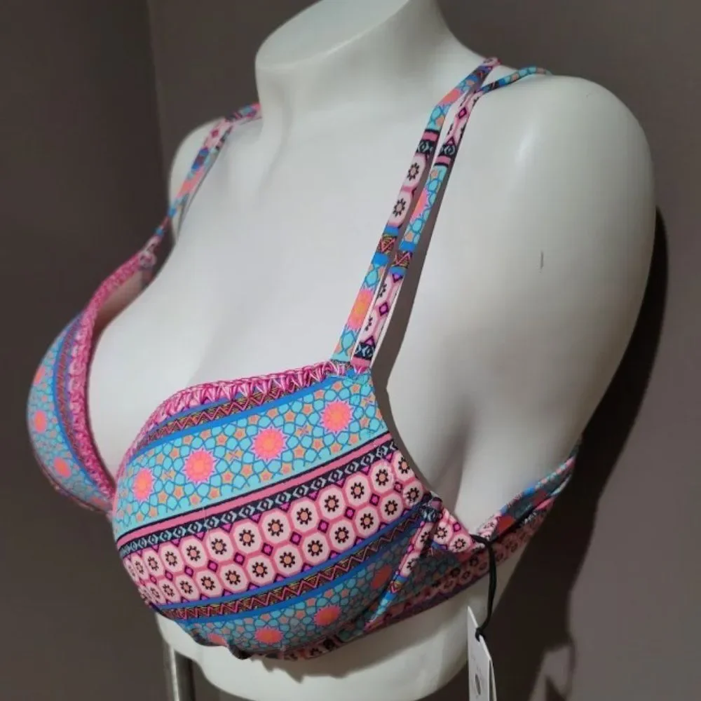 Shade & Pink Strappy Back Bikini Top
